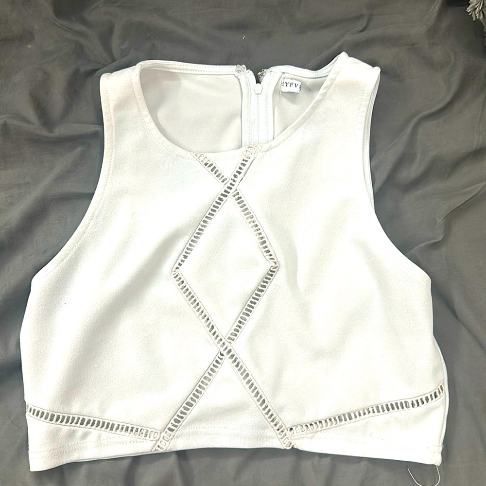 White Back Zip Crop top
